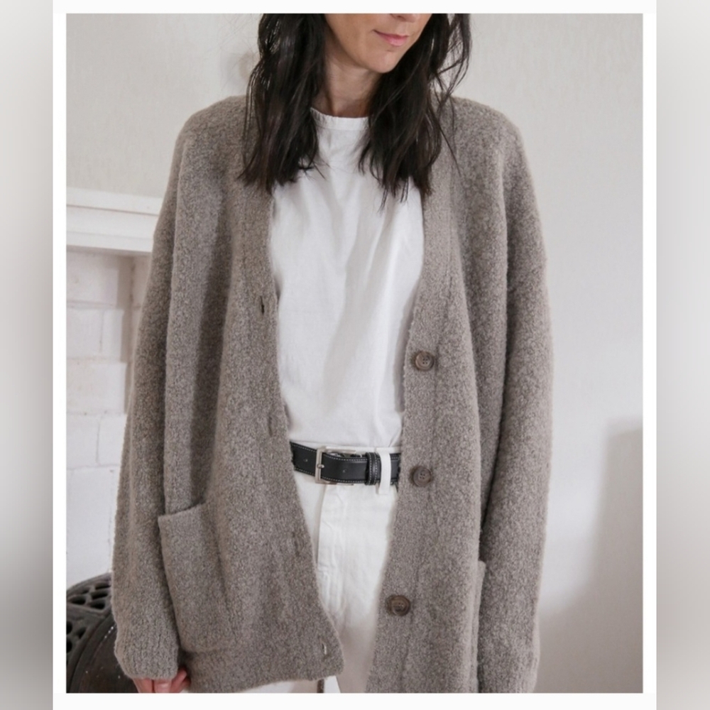 Jenni Kayne Boucle Cocoon Cardigan | Smoke Grey | Size XL Alpaca Blend